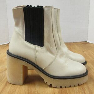 FREE PEOPLE James Chelsea Leather Boots Sz EU 36/US 5.5-6 Bone White Booties NWT